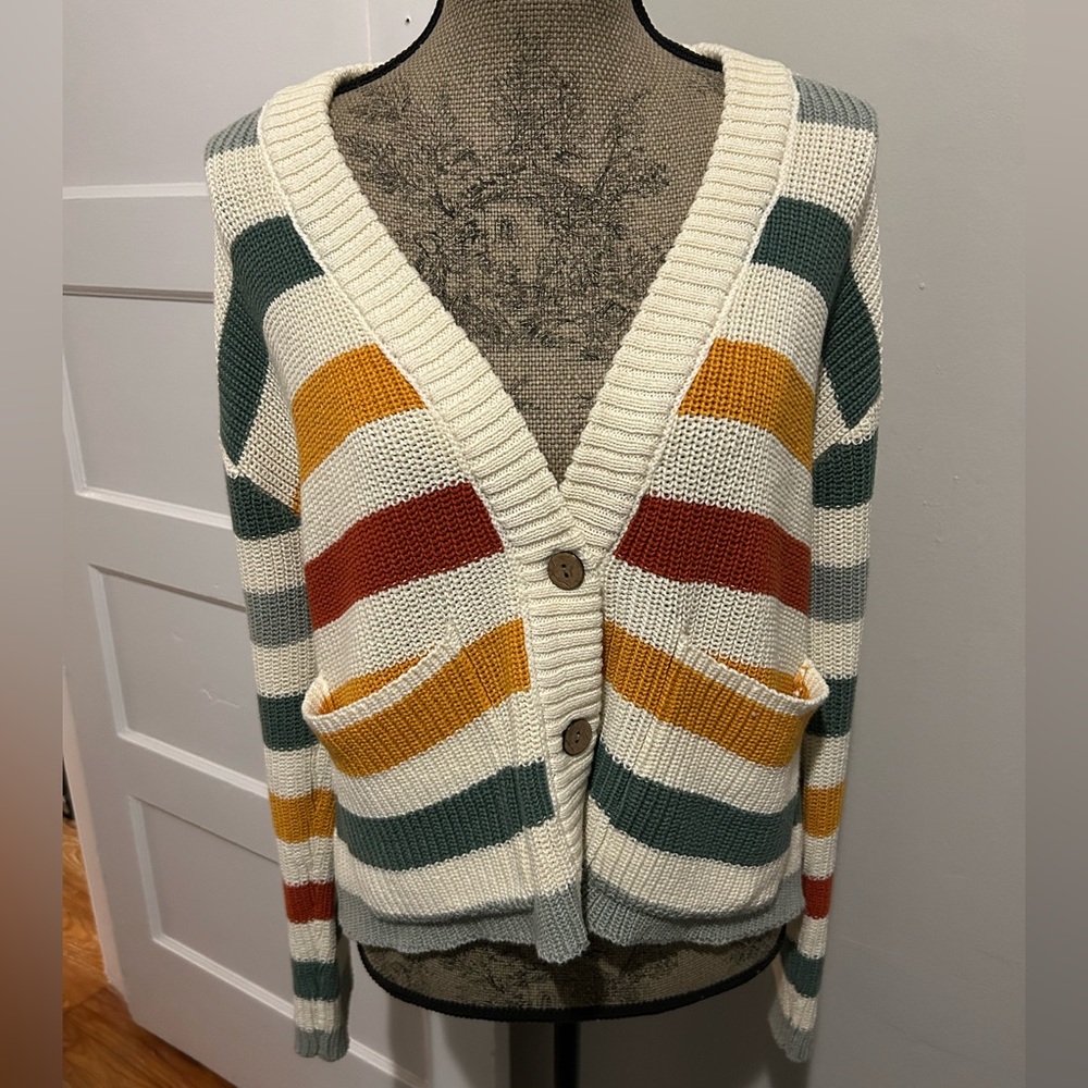 NWOT By Together Multicolor Striped Button Down Knit Cardigan